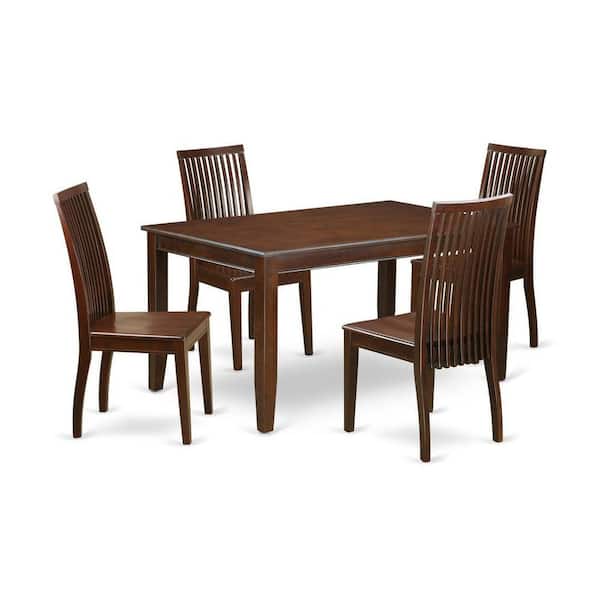 East West Furniture 5-Piece Mahogany Finish Solid Wood Top - Dining Room Set - Seats 4
