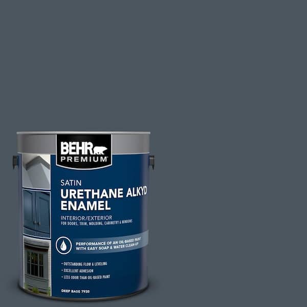 BEHR PREMIUM 1 gal. #N480-7 Midnight Blue Urethane Alkyd Satin Enamel Interior/Exterior Paint