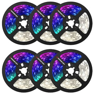 6-Pack Multi-Color and Multi-White LED Light Strip, 6.5 ft., Customizable, Peel and Install, Remote Control Included