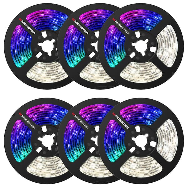 Monster 6 Pack Multi Color and Multi White LED Light Strip 6.5 ft