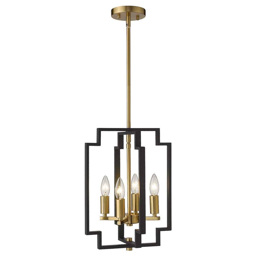 4-Light Black and Gold Cage Pendant Light Adjustable Kitchen Hanging Light, No Bulbs Included price history on PriceWatchPro