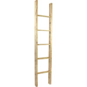 15 in. x 72 in. x 3 1/2 in. Barnwood Decor Collection Natural Barnwood Vintage Farmhouse 5-Rung Ladder