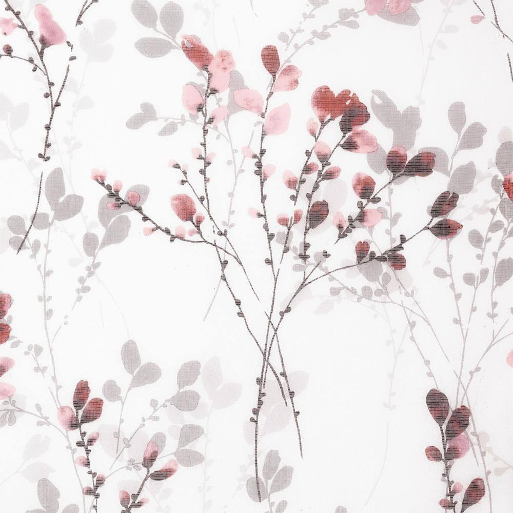 Blush Floral Semi-Sheer Polyester Window Curtain Panel 52" x 63"