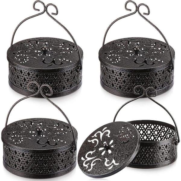Afoxsos Bronze Metal Incense Coil Holder with Handle, 4-Pack