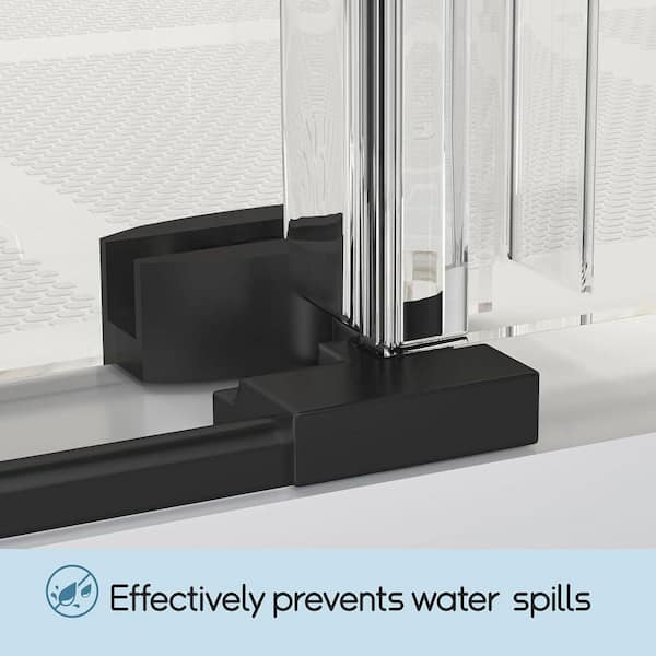 56-60 in. W x 75.5 in. H Sliding Frameless Glass Shower Door, Handle and Seal Strip for Waterproof, Transparent Glass