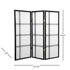 4 ft. Short Double Cross Shoji Screen - Black - 3 Panels