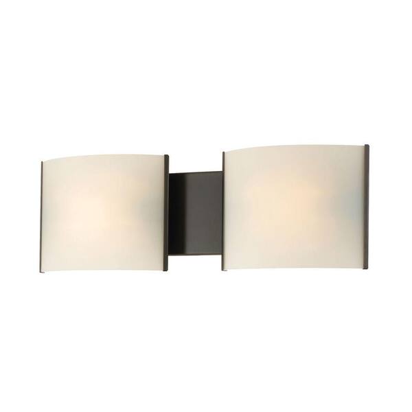 Titan Lighting Pannelli 2-Light Oil Rubbed Bronze Vanity Light with Hand-Moulded White Opal Glass