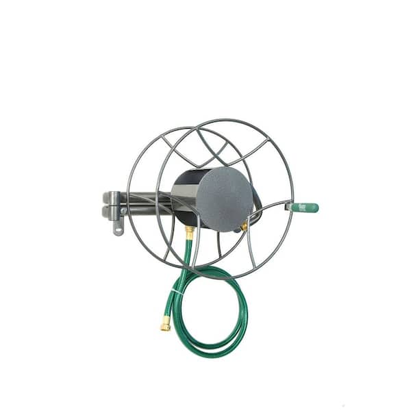 Wall Mounted 1/2 in. x 100 ft. Plus 6.5 ft. Outdoor 180° Hose with Reel Auto Rewind Lock, Swivel Hose Reel