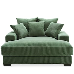 Luxe Collection 55 in. Wide Square Arm Soft Corduroy Polyesters Fabric Mid-Century Modern Rectangle Sofa in Green