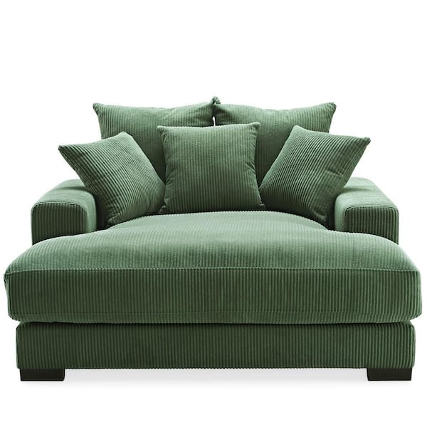 US Pride Furniture Luxe Collection 55 in. Wide Square Arm Soft Corduroy Polyesters Fabric Mid-Century Modern Rectangle Sofa in Green