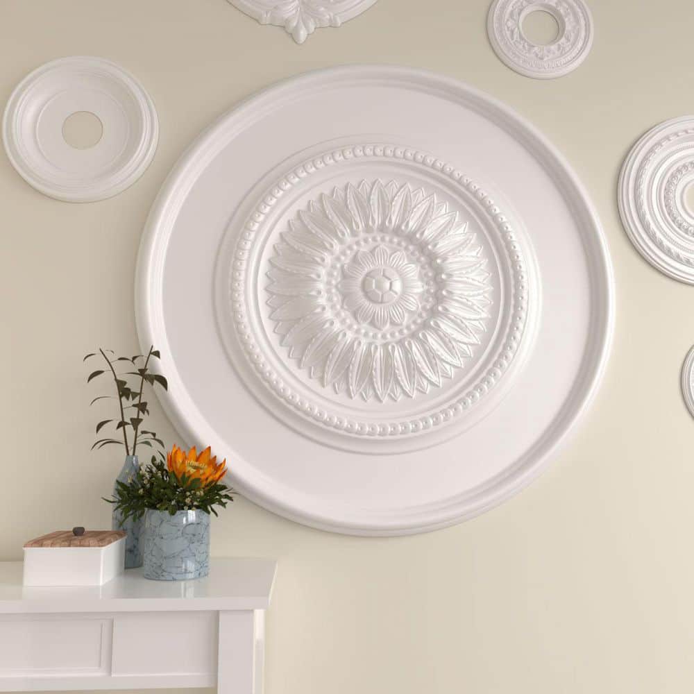 Large Primed White Floral Urethane Ceiling Medallion