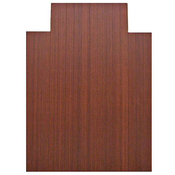 Anji Mountain Standard 5 mm Dark Brown Mahogany 36 in. x 48 in. Bamboo Roll-Up Office Chair Mat with Lip