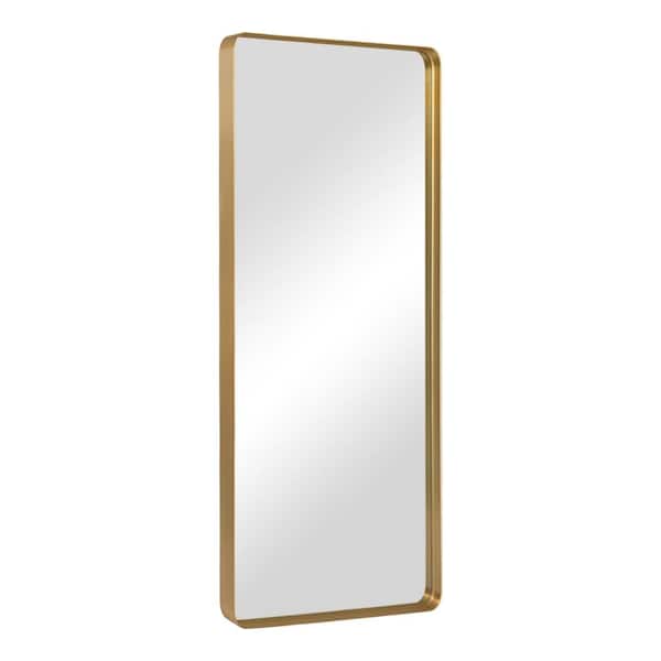 Dovelina 28 in. W x 71 in. H Alloy Alunimiun Metal Framed Deep Design Modern Gold Leaning Mirror
