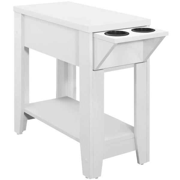 Unbranded White End Table with Cup Holders