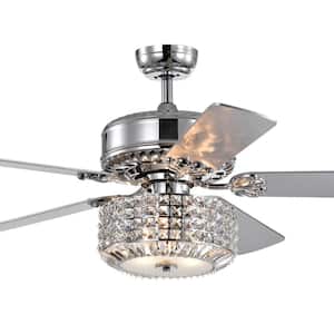 Copper 52 in. Chrome Indoor Remote Controlled Ceiling Fan with Light Kit