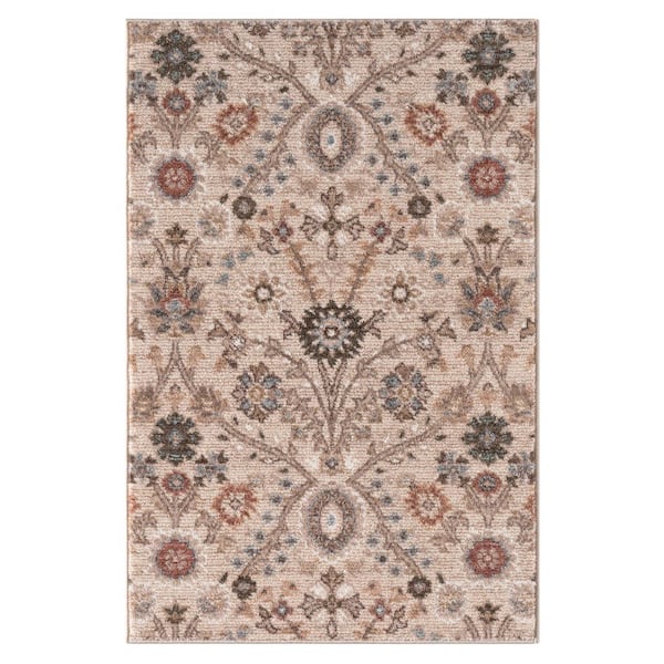 Nepal 3 ft. x 4 ft. Ivory Floral Scatter Rug