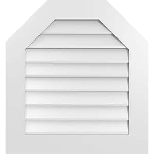 26 in. x 28 in. Octagonal Top Surface Mount PVC Gable Vent: Decorative with Standard Frame