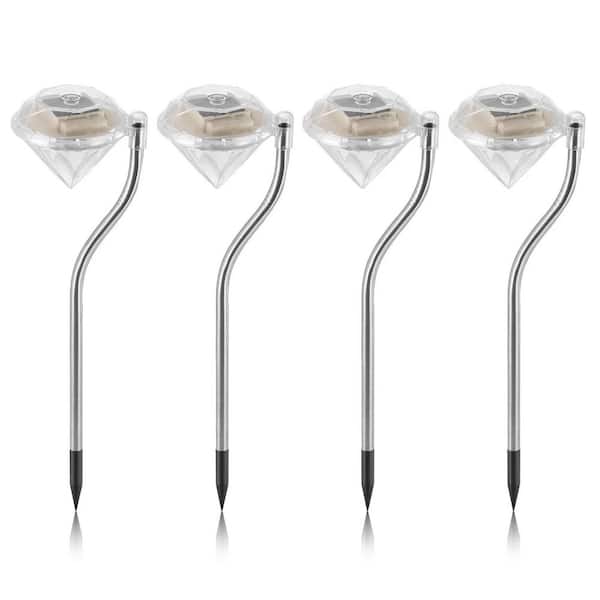 4-Pack Solar Garden Lights Outdoor Diamond LED Lights 7-Color Changing Decorative Lights