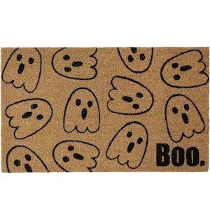 Brown Natural Coir Boo with Ghosts Halloween Doormat 18 in. x 30 in.