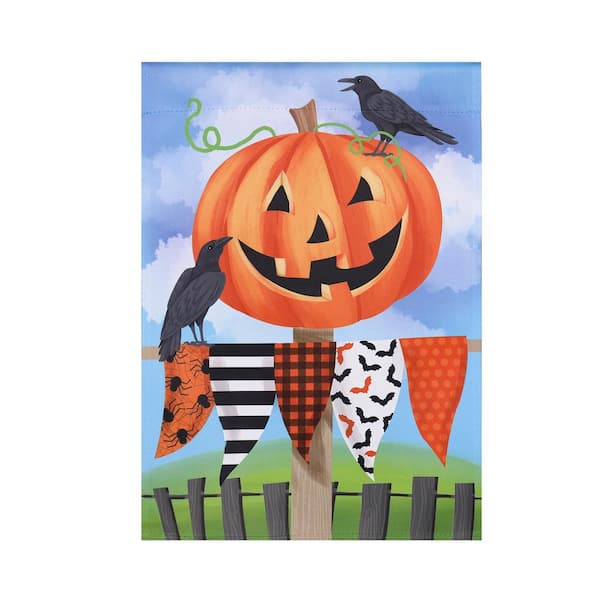 Meadow Creek 12 in. x 18 in. Pumpkin Scarecrow Garden Flag