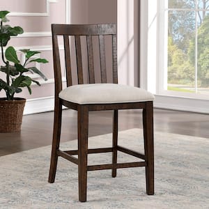 Creeke Rustic Oak and Beige Polyester Padded Counter Height Dining Chairs (Set of 2)