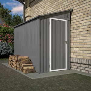 4 ft. W x 8 ft. D Metal Storage Lean-To Shed, Gray (30 sq. ft.)