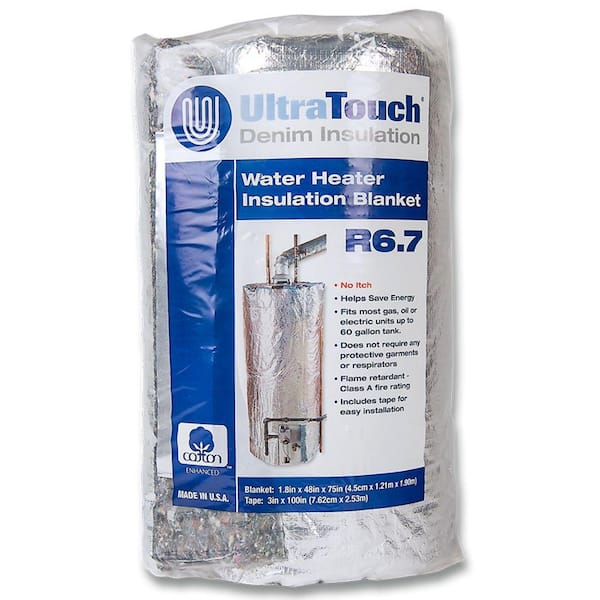 UltraTouch 48 in. x 75 in. Denim Insulation Hot Water Heater Blanket