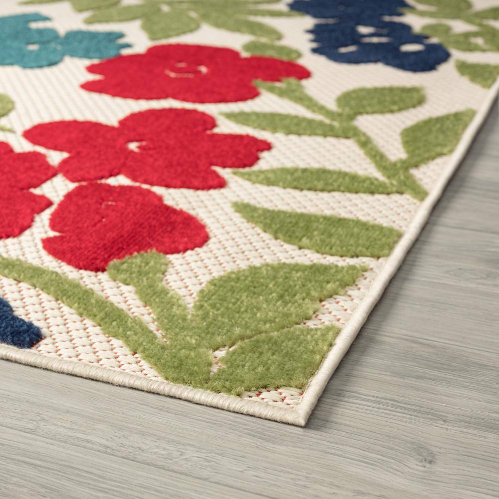 Oasis Hibiscus Bright Multi-Color 9' x 12' Flat Woven Area Rug
