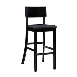 Toro 31 in. Black High Back Wood Bar Stool with Faux Leather Seat