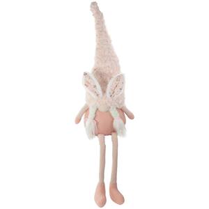 32 in. Pink Sitting Easter Gnome with Bunny Ears and Dangling Legs