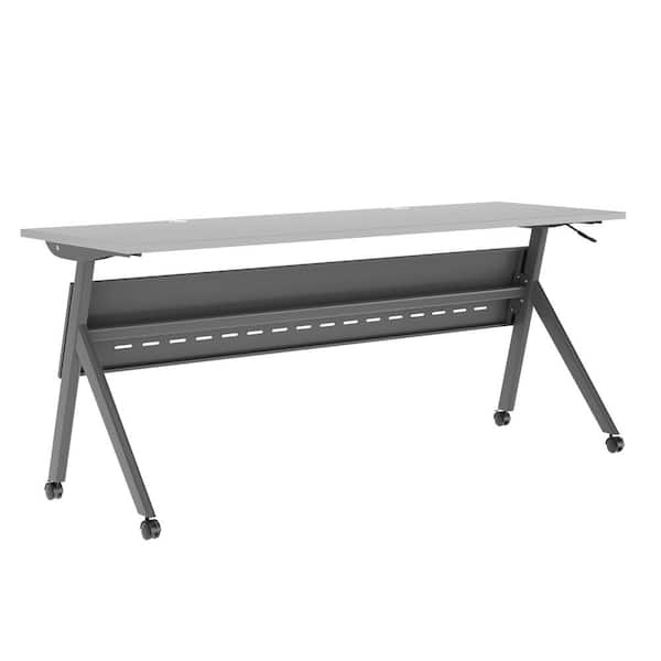 Carnegy Avenue Davis Commercial Grade 24 in. Rectangular Gray Top/Gray Frame Composite Heavy-Duty Nesting Flip Training Table Desk