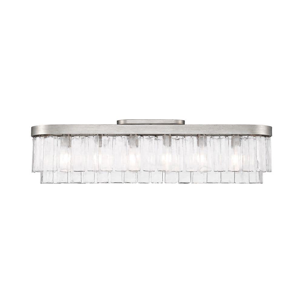 Ciara 10 in. 6-Light Peruvian Silver Glam Flush Mount Hammered Water Glass Shade, No Bulbs Included price history on PriceWatchPro