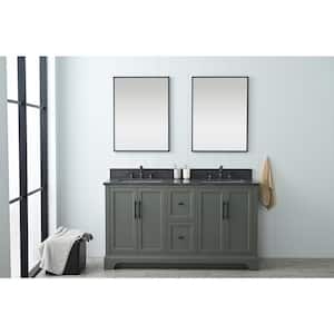 Chambery 60 in. W x 22 in. D x 34.5 in. H Double Sink Freestanding Bath Vanity in Vintage Green with Stone Top