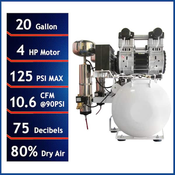California Air Tools 20 Gal. 4.0 HP Ultra Quiet and Oil-Free Electric Stationary Air Compressor with Air Dryer System