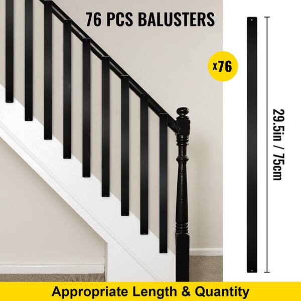 VEVOR 29.5 in .x 1 in. Staircase Deck Balusters with Screws, Aluminum Alloy Deck Railing for Porch,76 Pack Metal Deck Spindles
