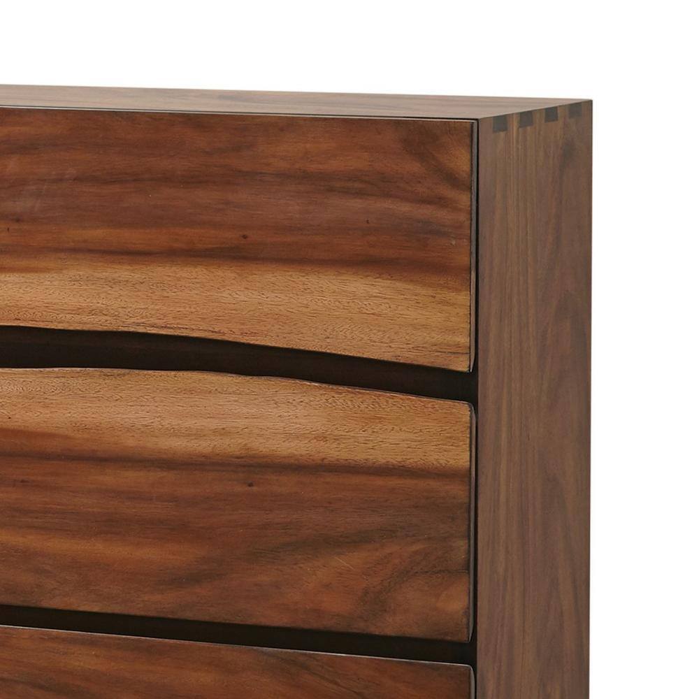 Mahogany Brown Chest with Live Edge Details and Felt Lined Drawer