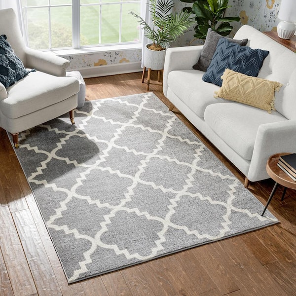 Sydney Lulu's Lattice Morden Grey 7 ft. x 11 ft. Area Rug