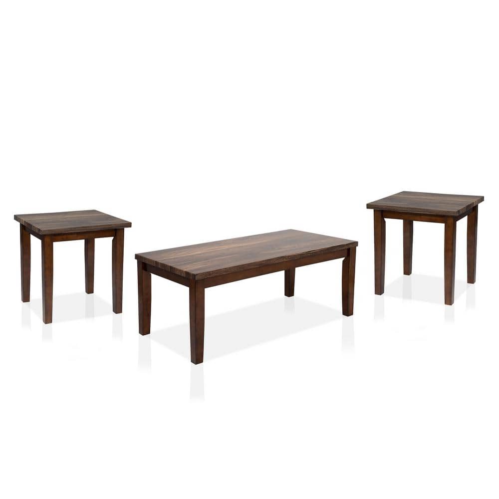 Furniture of America Rugge 3-Piece Dark Walnut Coffee Table Set -  IDF-4389DK-3PK