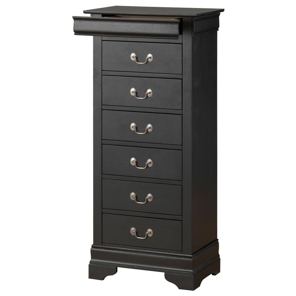 Louis Phillipe 7-Drawer Black Chest of Drawers (51 in. H x 22 in. W x ...
