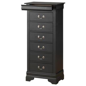 Louis Phillipe 7-Drawer Black Chest of Drawers (51 in. H x 22 in. W x 16 in. D)