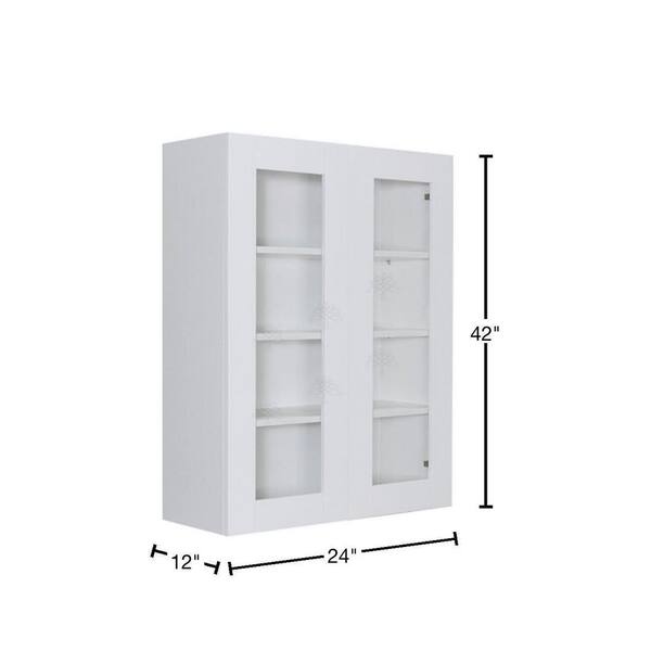 LIFEART CABINETRY Anchester Assembled 24 in. x 12 in. x 12 in. Wall Mullion Door Cabinet with 2-Doors in White