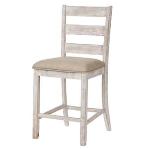 36 in. Brown and White Low Back Wood Frame Barstool with Fabric Seat (Set of 2)