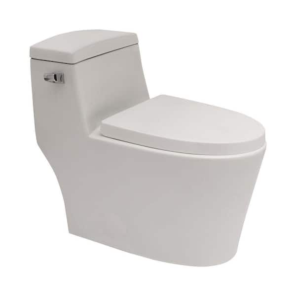 One-Piece 1.1/1.6 GPF Single Flush Round Toilet in White Soft Close Seat Included