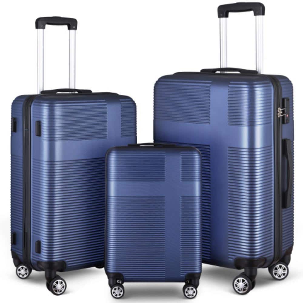 3-Piece Luggage with TSA Lock ABS, Durable Luggage Set with Hooks, Cross St