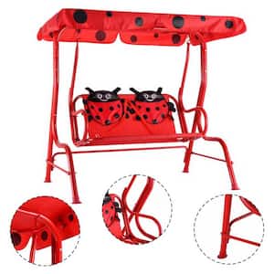 2-Person Red Fabric Kids Patio Swing