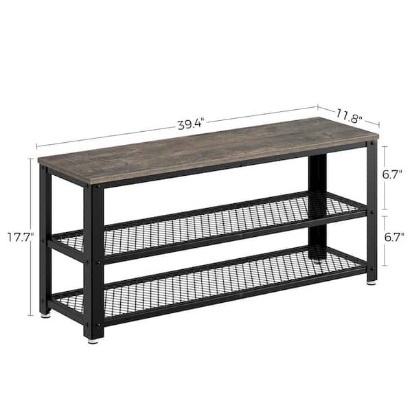 Shoe Bench, 3-Tier Shoe Rack 39.4”, Storage Entry Bench with Mesh