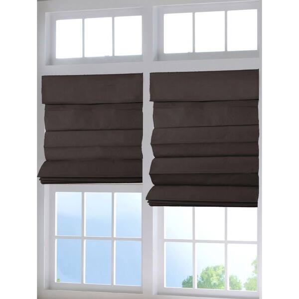 Perfect Lift Window Treatment Chocolate Cordless Fabric Roman Shade - 30 in. W x 64 in. L