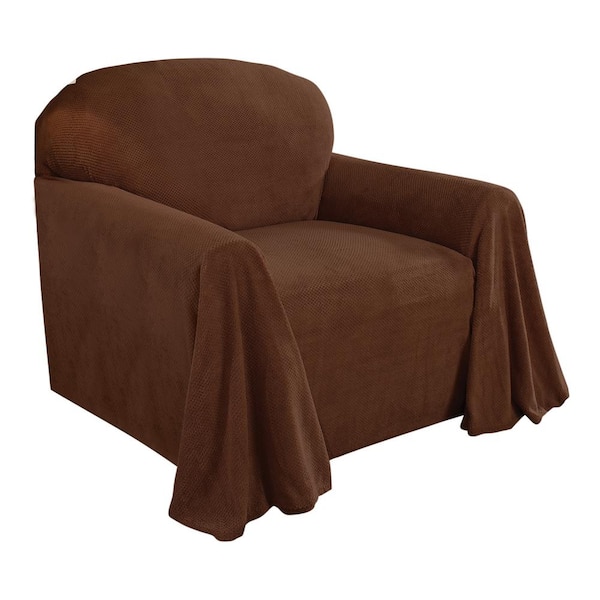 Innovative Textile Solutions Coral Fleece Throw Coffee Fits on Chair Slip Cover 1-Piece