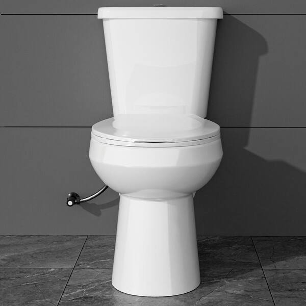 Unbranded - 17 in. ADA Toilet 1.0/1.28 GPF Dual Flush Comfort Height 2-Piece Toilet Round Toilet in White with Soft Close Seat