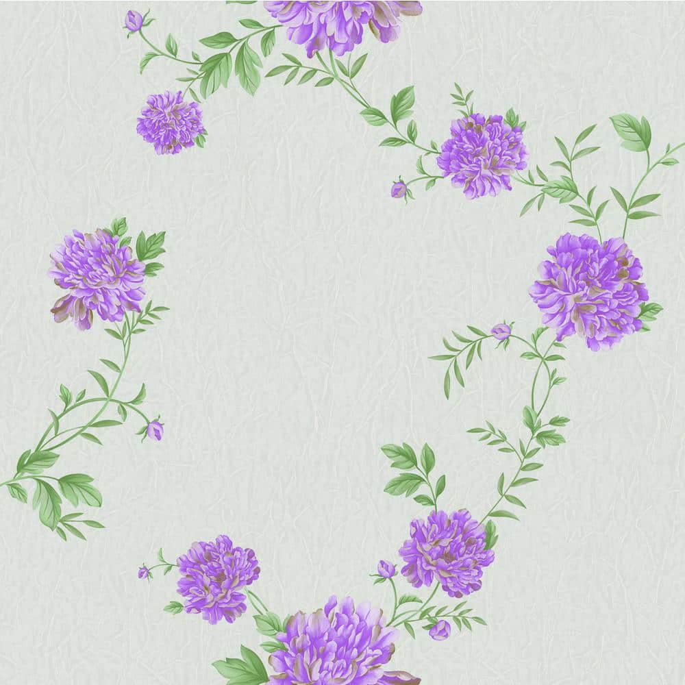 Falkirk Ophia Peonies Purple, Beige Vinyl Peelable Roll (Covers 57 sq. ft.)